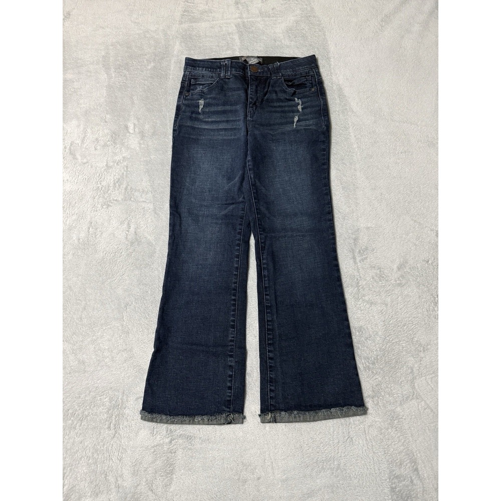 Democracy Jeans Womens 4 Blue Bootcut Fray Denim Stretch Dark Wash 27x25.5